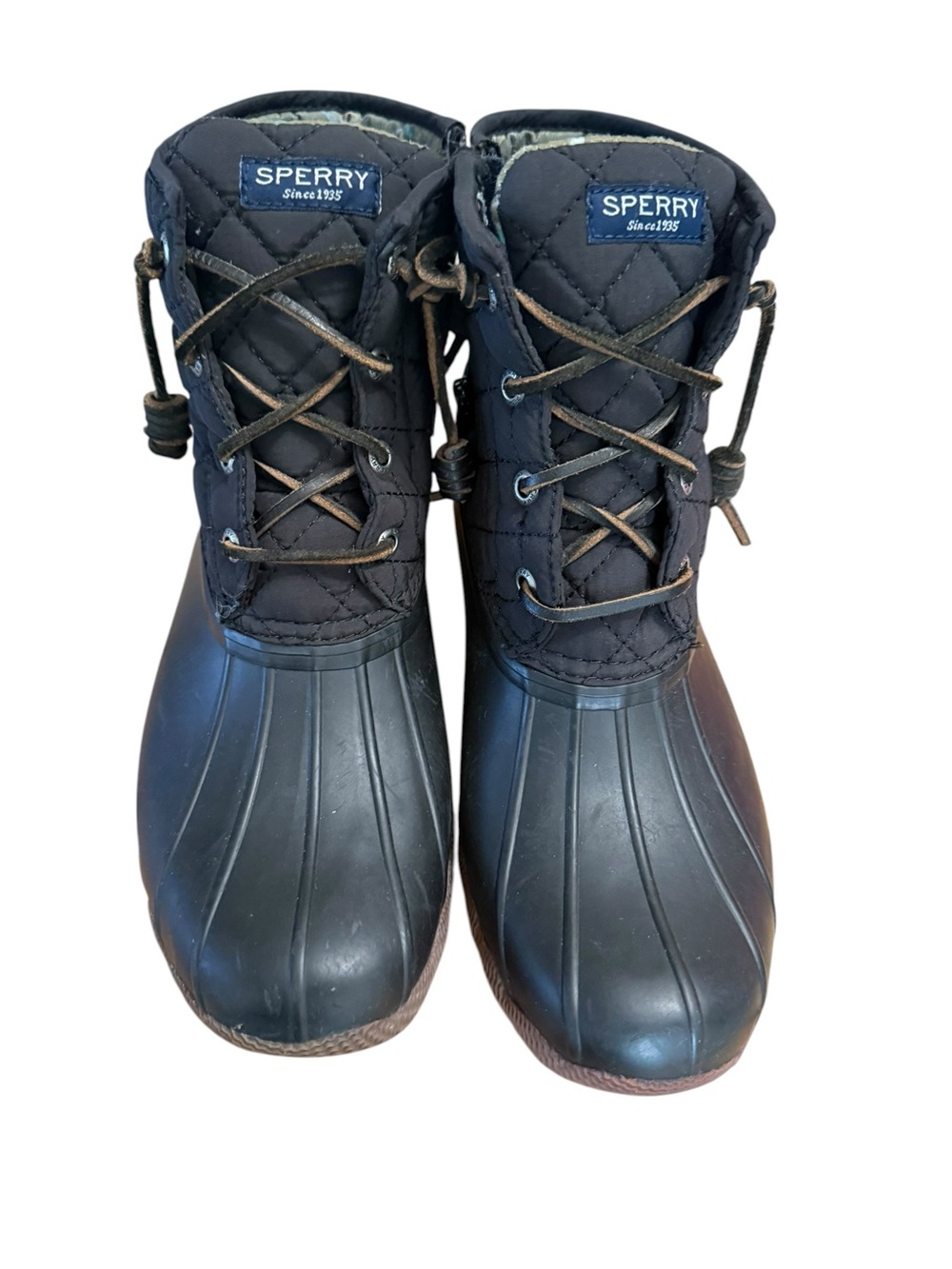 Sperry Saltwater Quilted Black Duck Boots Women’s Size 8
